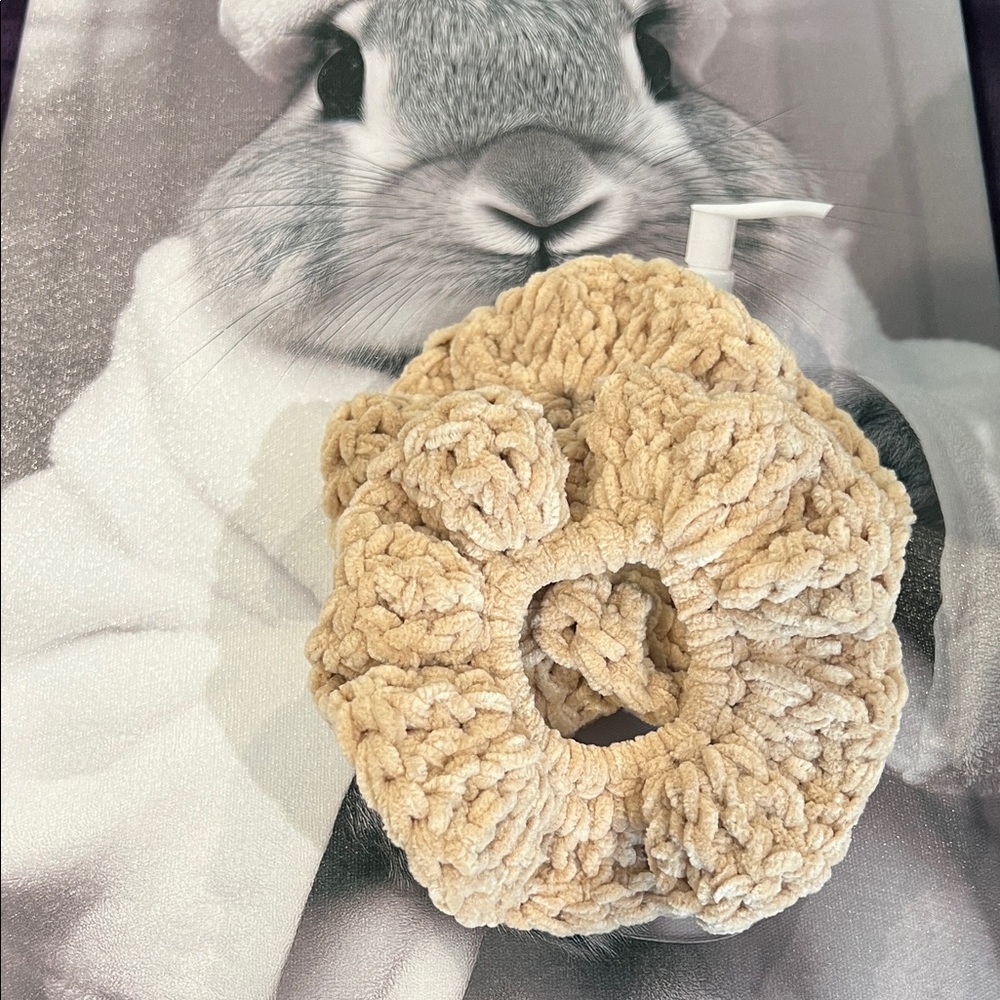 Beige Crochet Scrunchie set of 2
